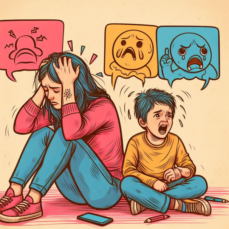 mom having a crisis, boy melting down