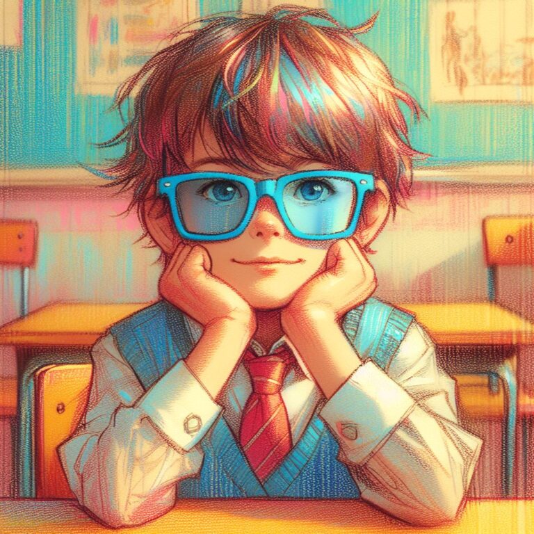 Irlen syndrome boy with glasses