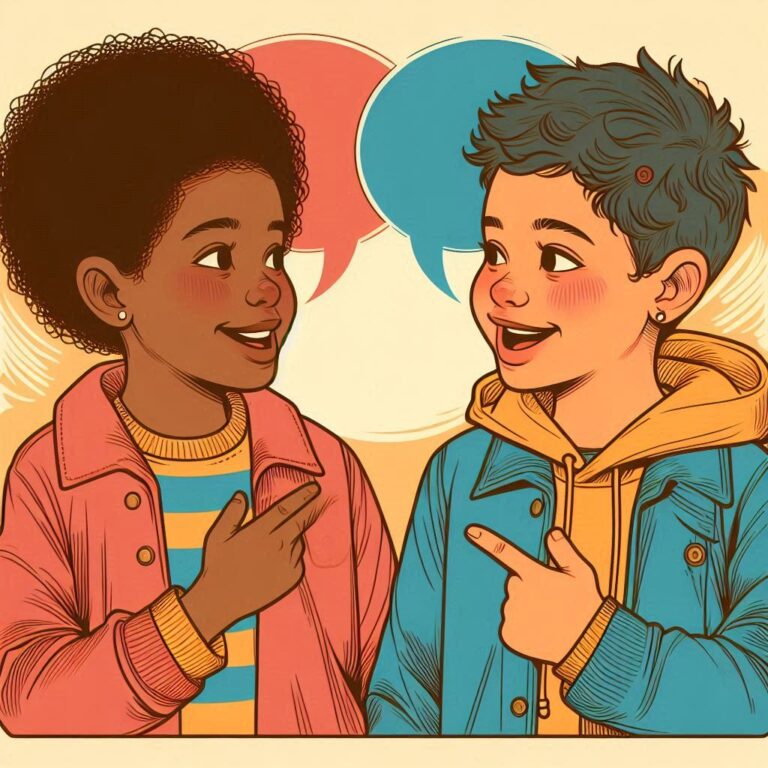two boys talking