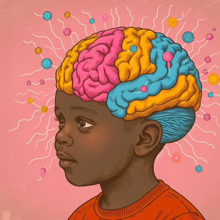 boy with brain and dopamine