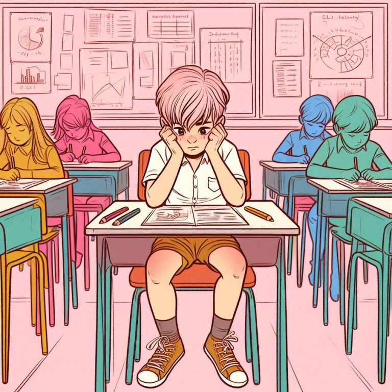 kid sitting at desk
